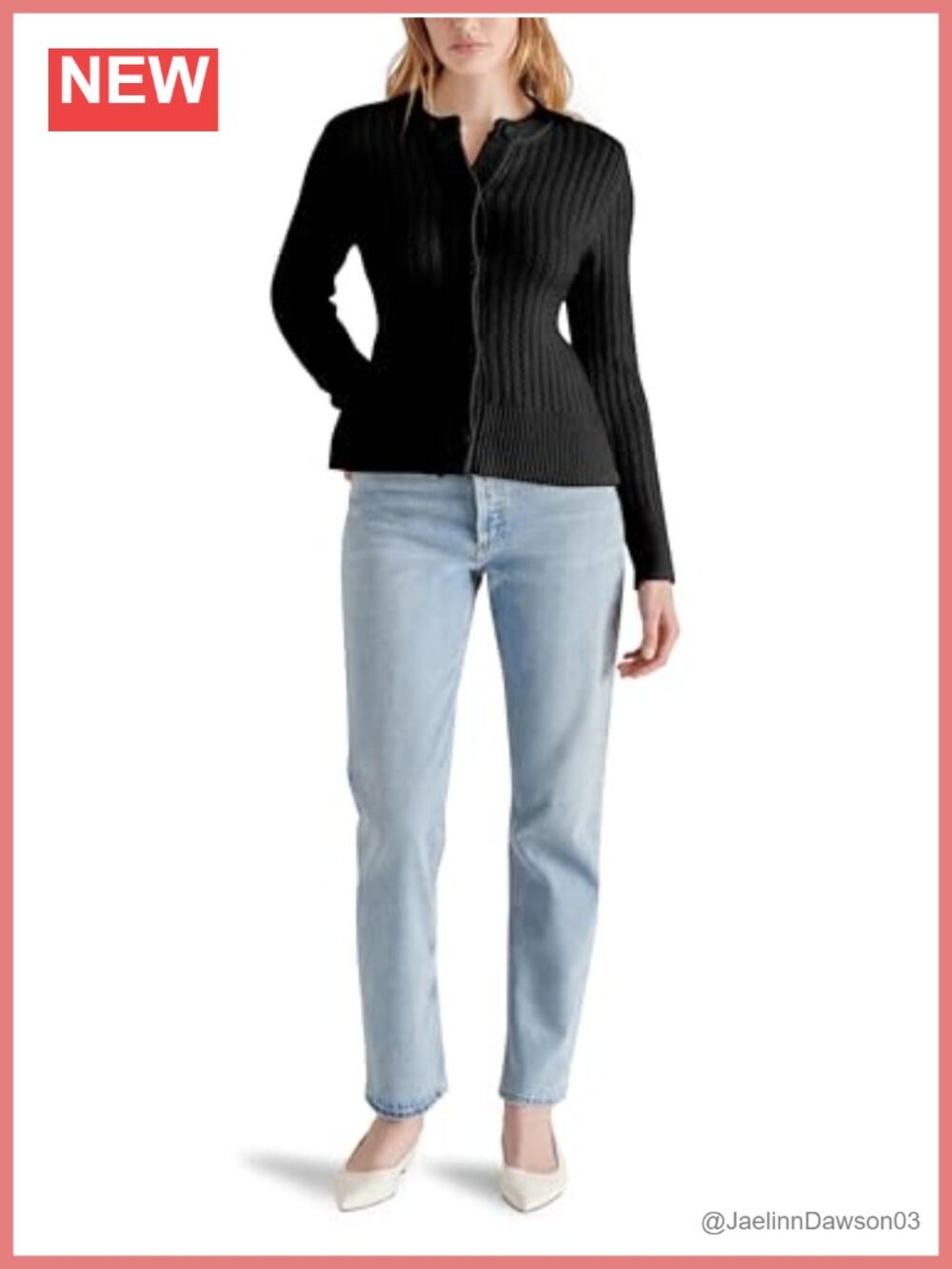 Illiana Pointelle Stitch Cardigan Sweater Button Front Long Sleeve